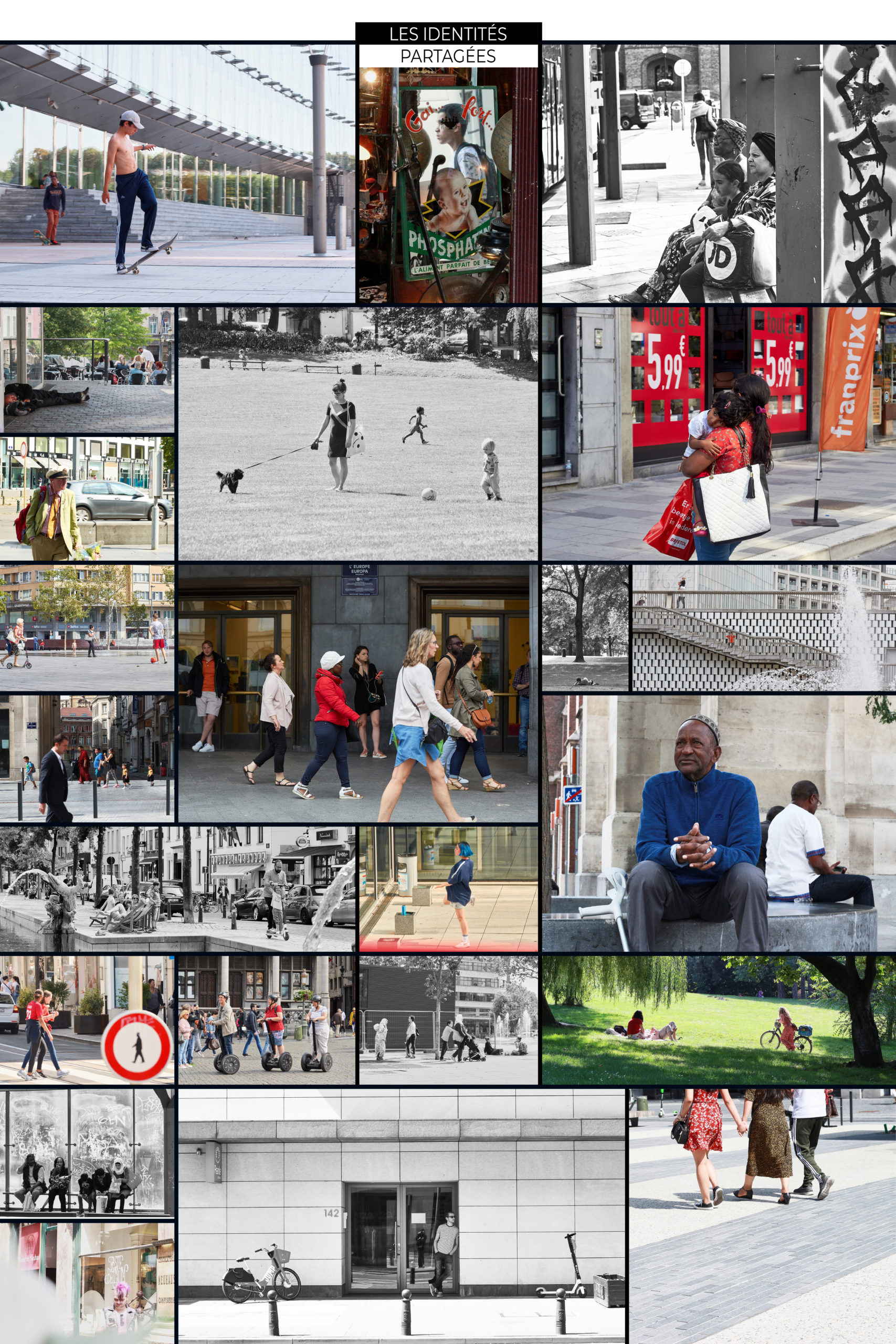 Photomontage de personnes se promenant dans le centre ville de Bruxelles
