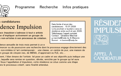 Appel à candidatures : ISELP Résidence Impulsion